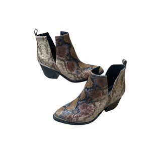 Jeffrey Campbell Cromwell Snake Skin Print Western Ankle Boots Women's Size 8